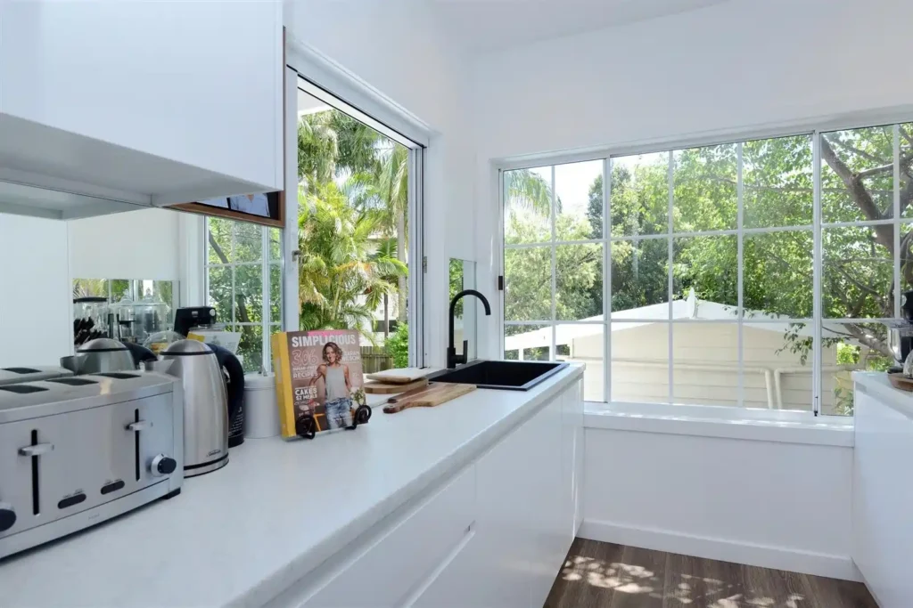 Premium engineered stone countertops installed in a Melbourne kitchen renovation project by Destin Constructions.