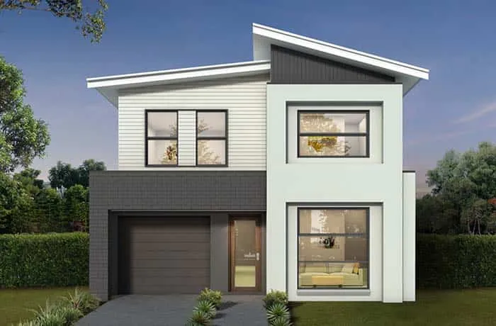 Completed custom narrow lot home in Bundoora, Melbourne, built by Destin Constructions, showcasing a modern two-storey design on a limited-width block.