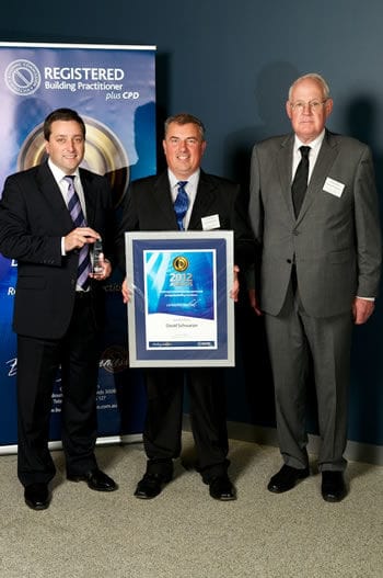 Destin Constructions owner David Schwarzer receiving an award in Melbourne